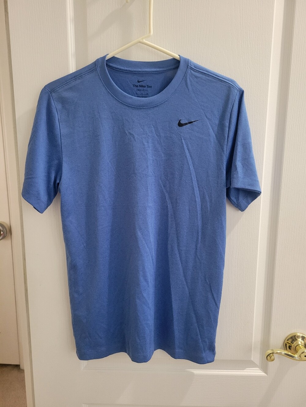 Nike Dri-Fit Men's Size S Short Sleeve Training T-Shirt Blue Swoosh Activewear